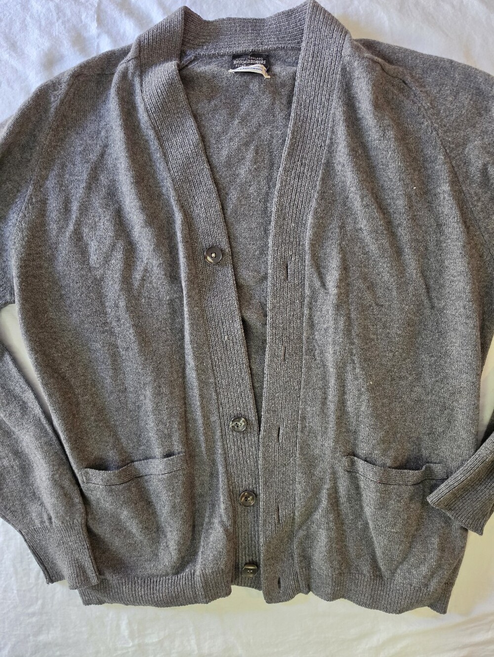 Vintage Brooks Brothers Lambswool Cardigan Sweater Mens Large Gray England